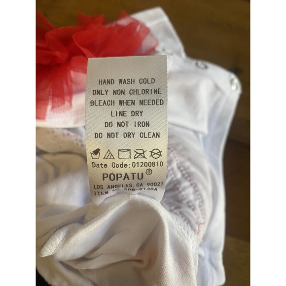 Popatu Baby Girl's Size 12M Christmas Tree Red Bow Holiday Bodysuit White/Red - Picture 8 of 8